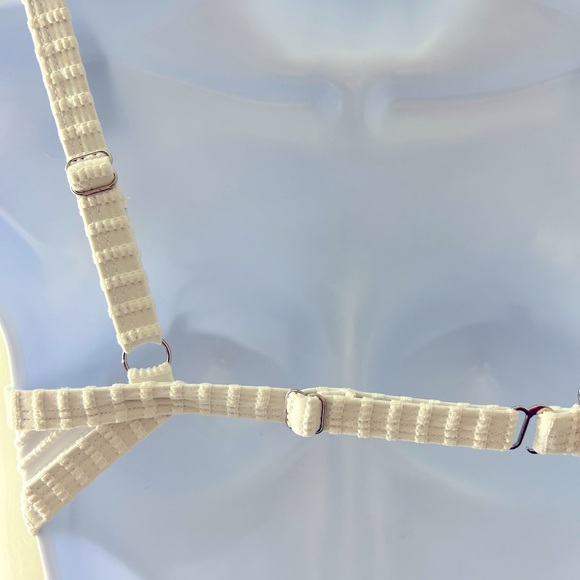 White Ribbed Push Up Cut Out Swimsuit - Picture 13 of 15